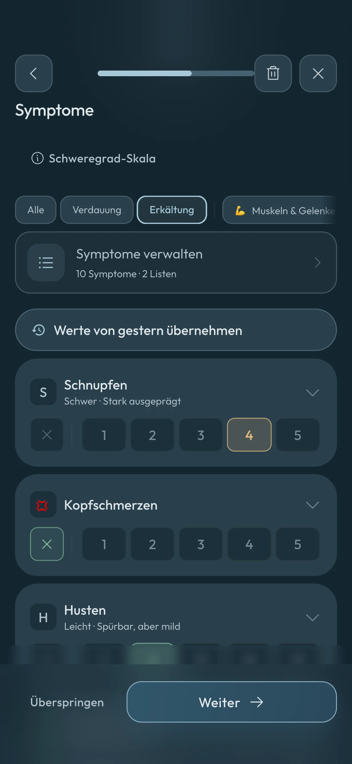 Elara Health App zur Erfassung von Symptomen