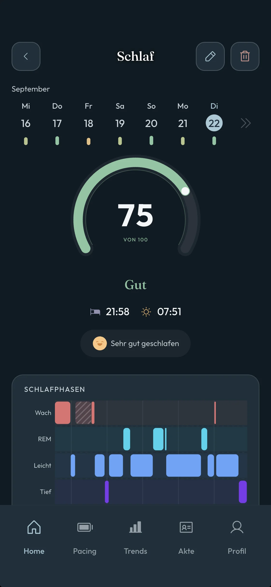 Elara Health App mit Schlaftracking